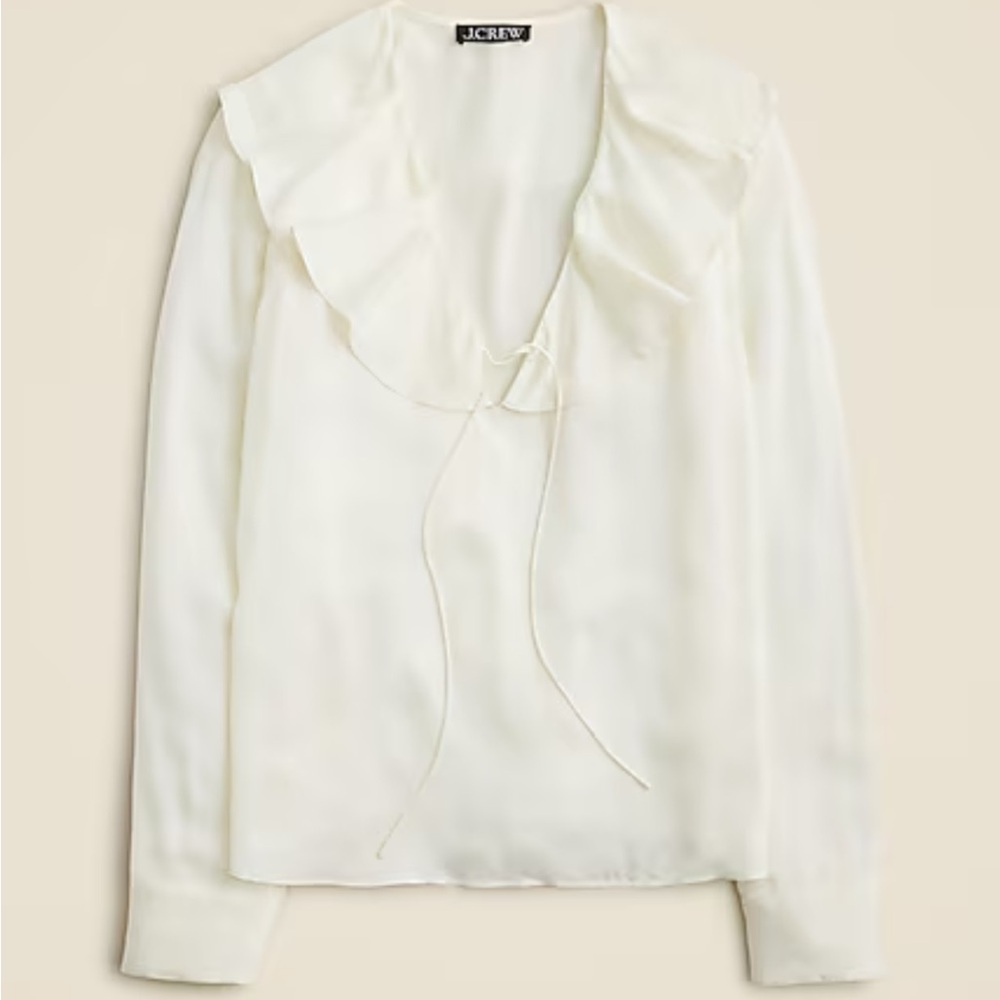 J. Crew Women's White Ruffle Blouse
